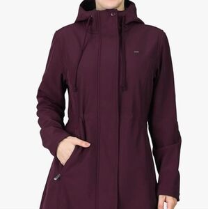 33,000ft Women's Softshell Long Jacket with Hood Fleece Lined XL